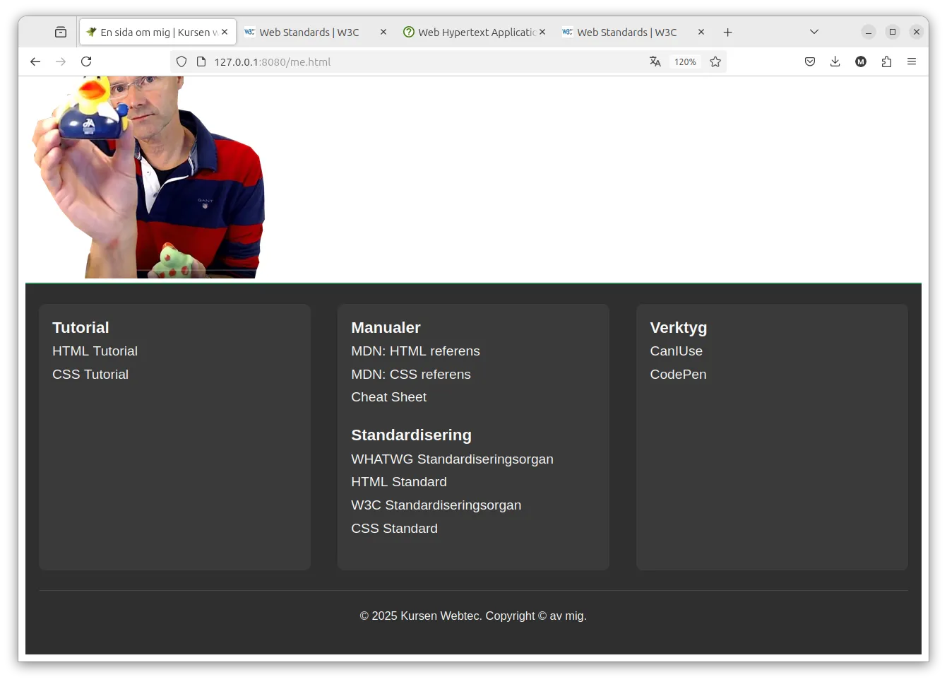 Nu är footern stylad och klar.