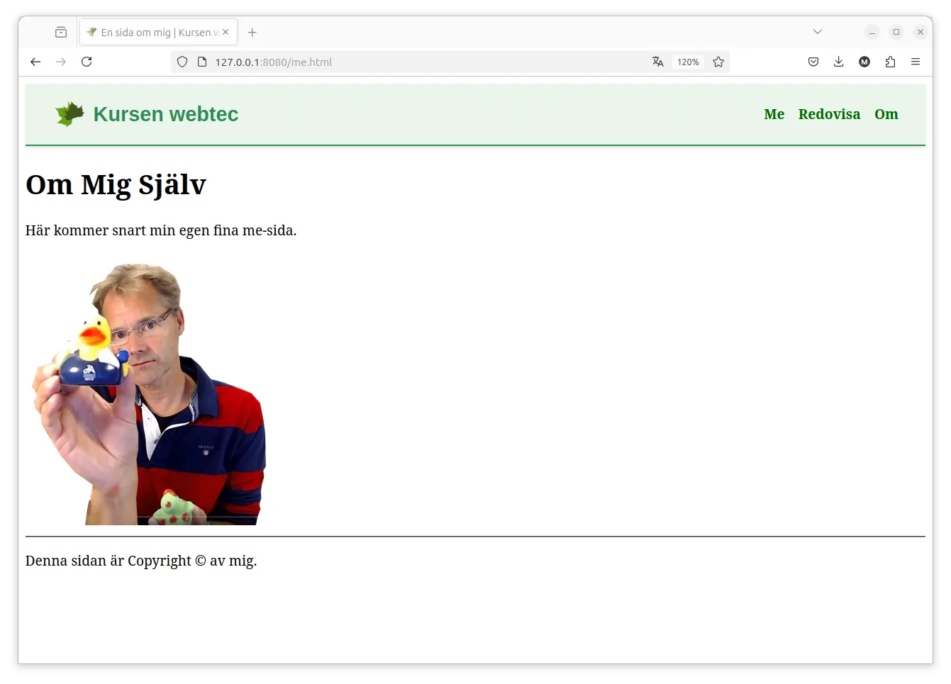 Nu är headern stylad och klar.
