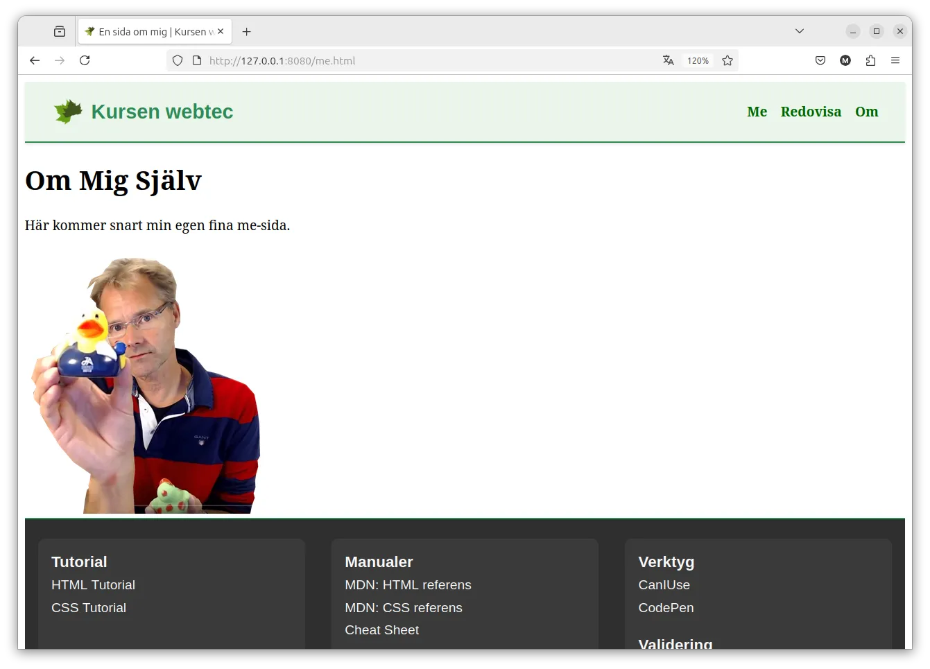 Nu skall vi skapa en struktur för sidans huvudsakliga innehåll.