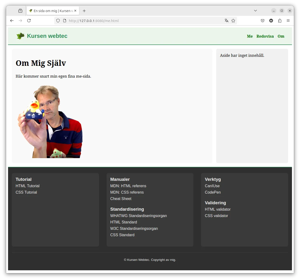 En mer neutral färgläggning och stylning av webbsidans huvudsakliga innehåll.